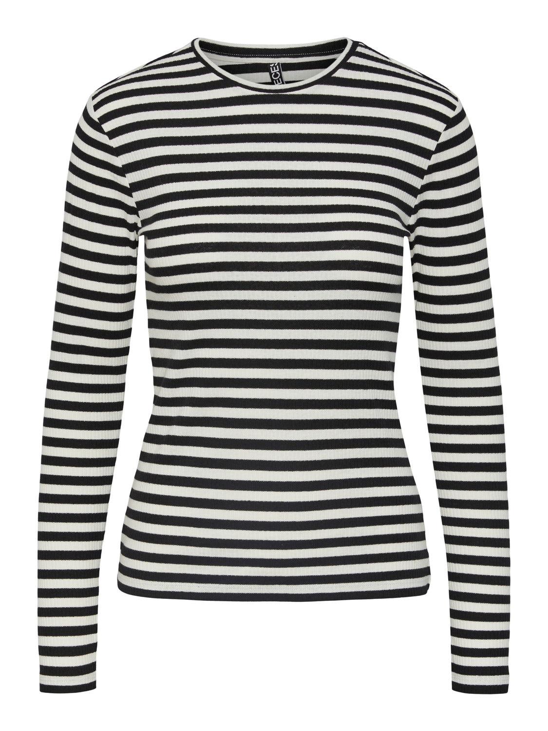 PCRUKA Langærmet - Black/White Strib